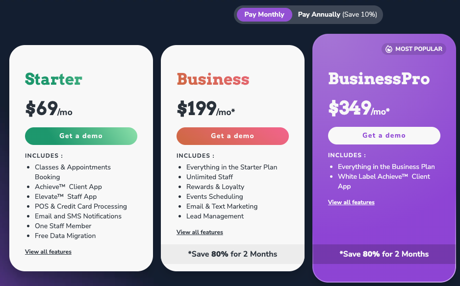 WellnessLiving Pricing