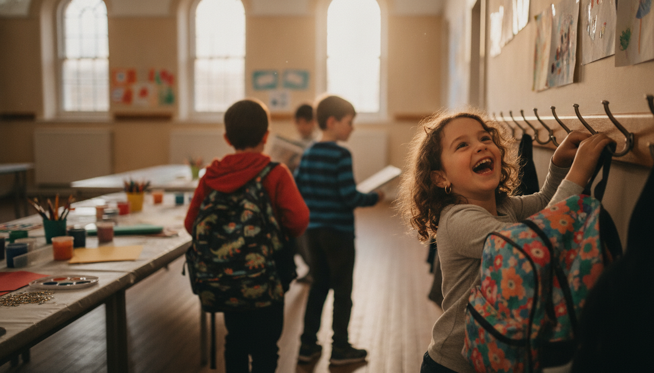 Children arriving at a session