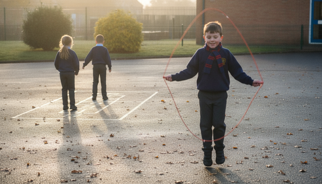Skipping in the school playground