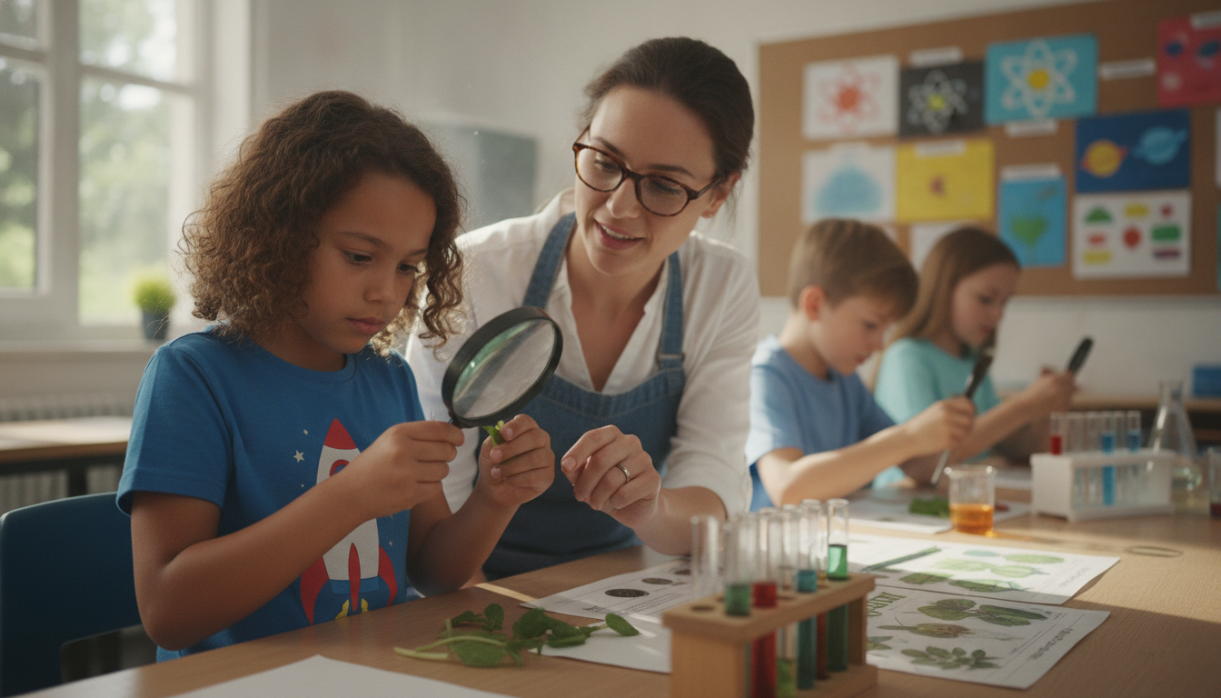 Children in a school science club