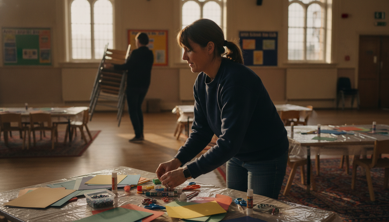 Club leader setting up a hall
