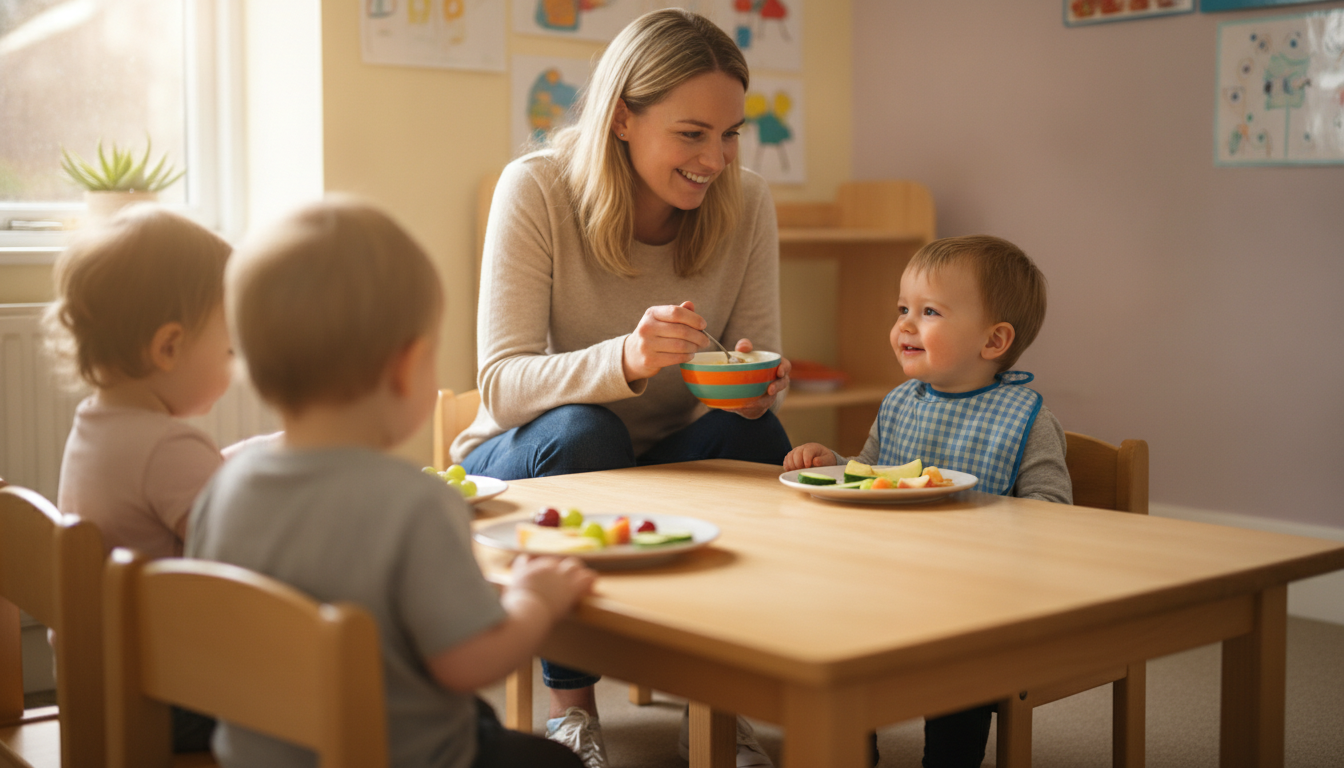 Mealtime in a childcare room