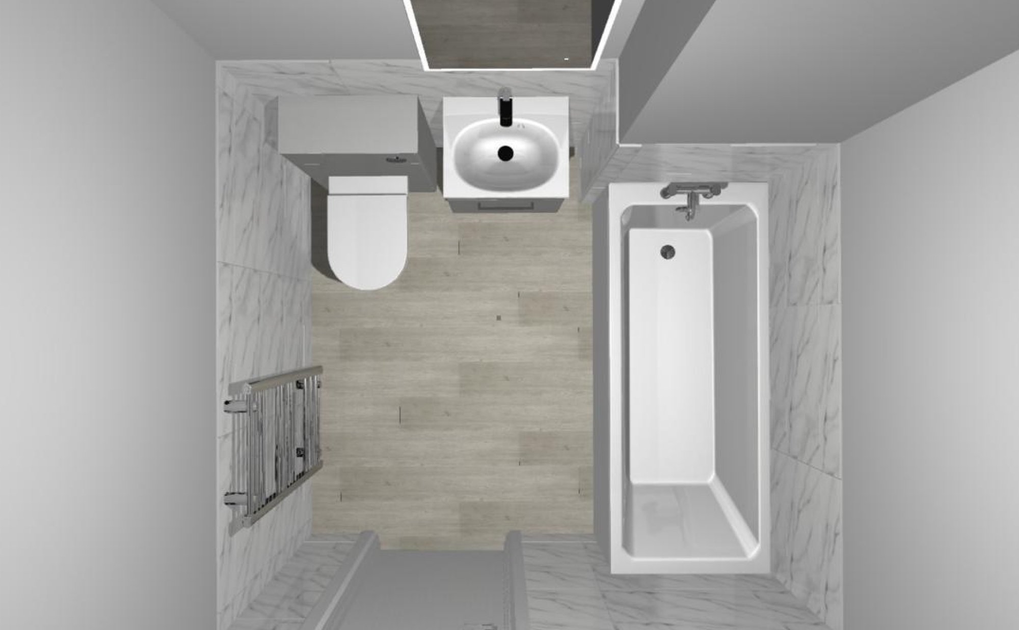 Top-down 3D bathroom layout