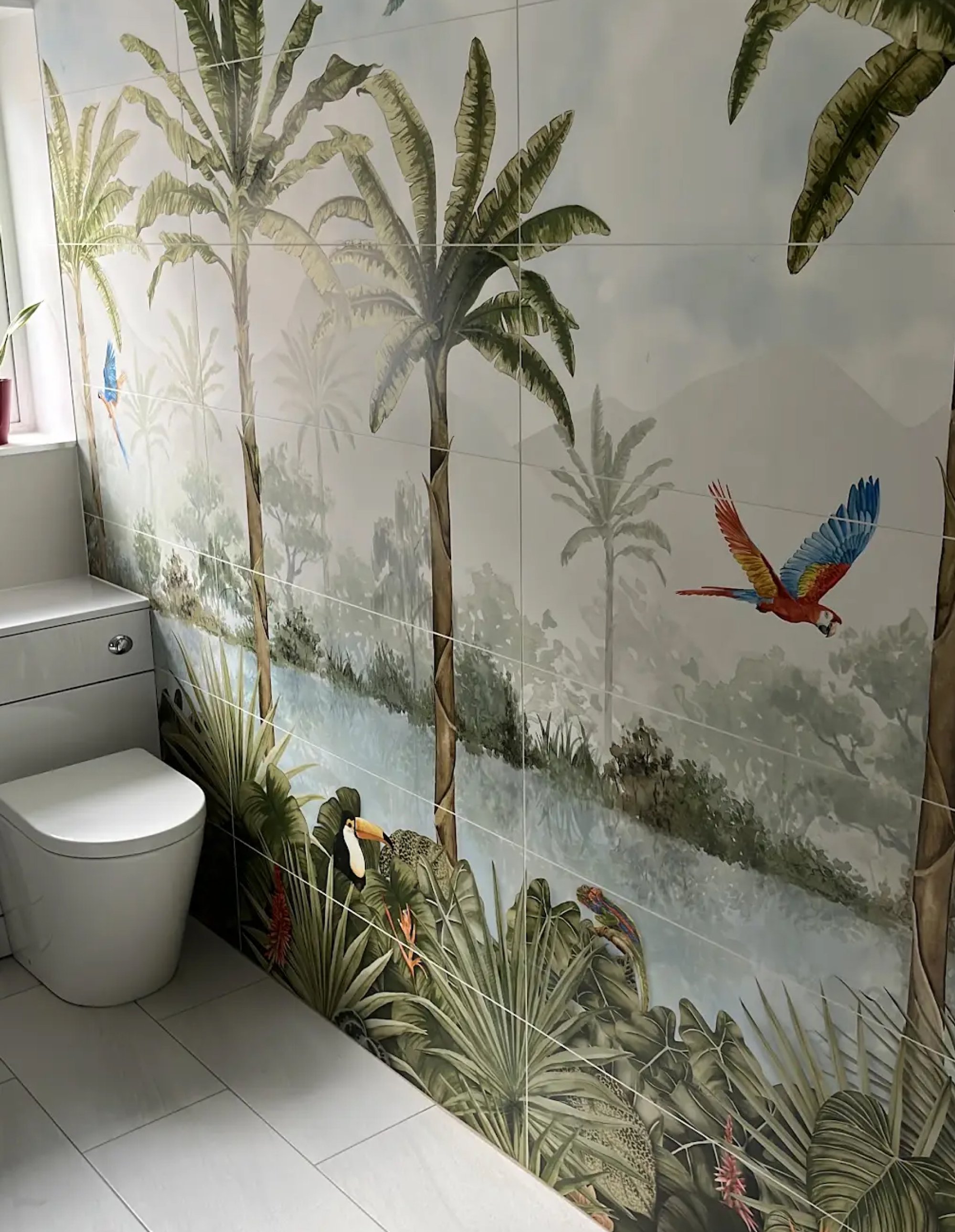 Tropical tiled bathroom