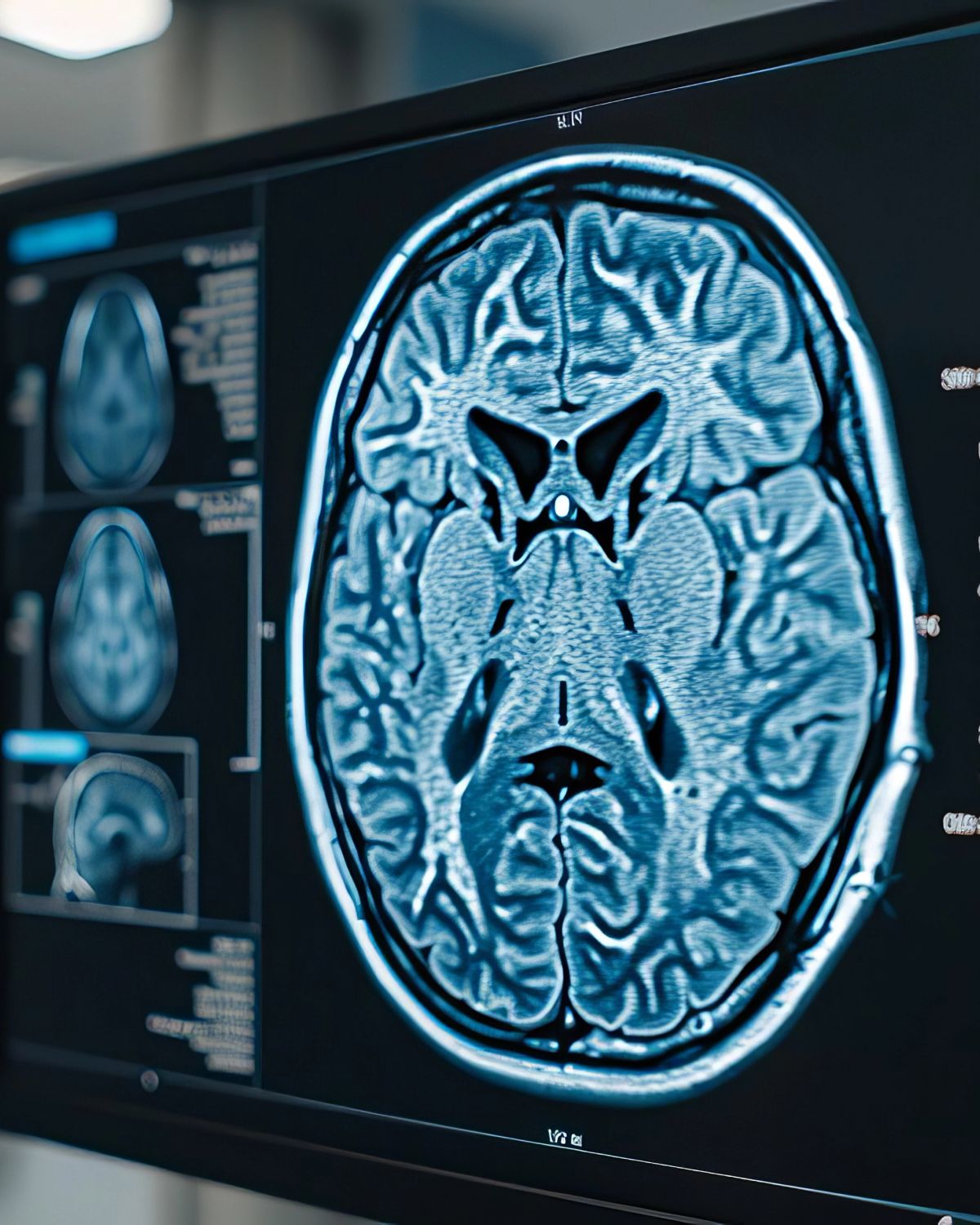 Brain MRI on a diagnostic monitor