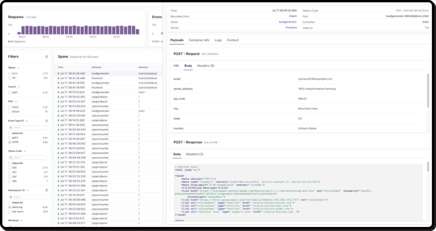 Http network trace example, with that, we can reproduce an incident in a controlled environment