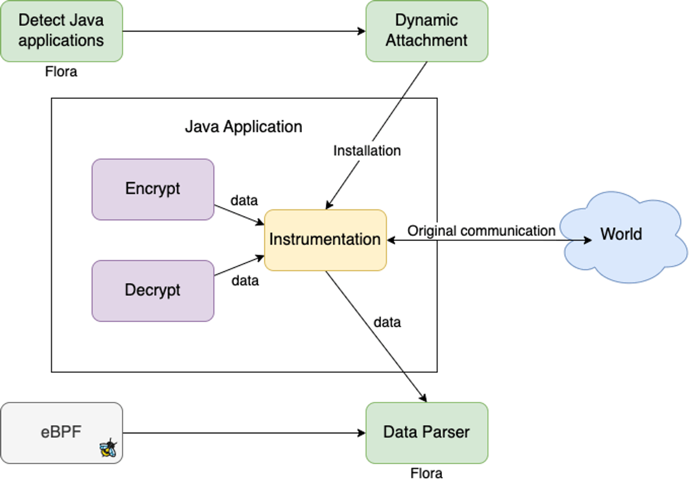 Automatic instrumentation process with eBPF and Flora