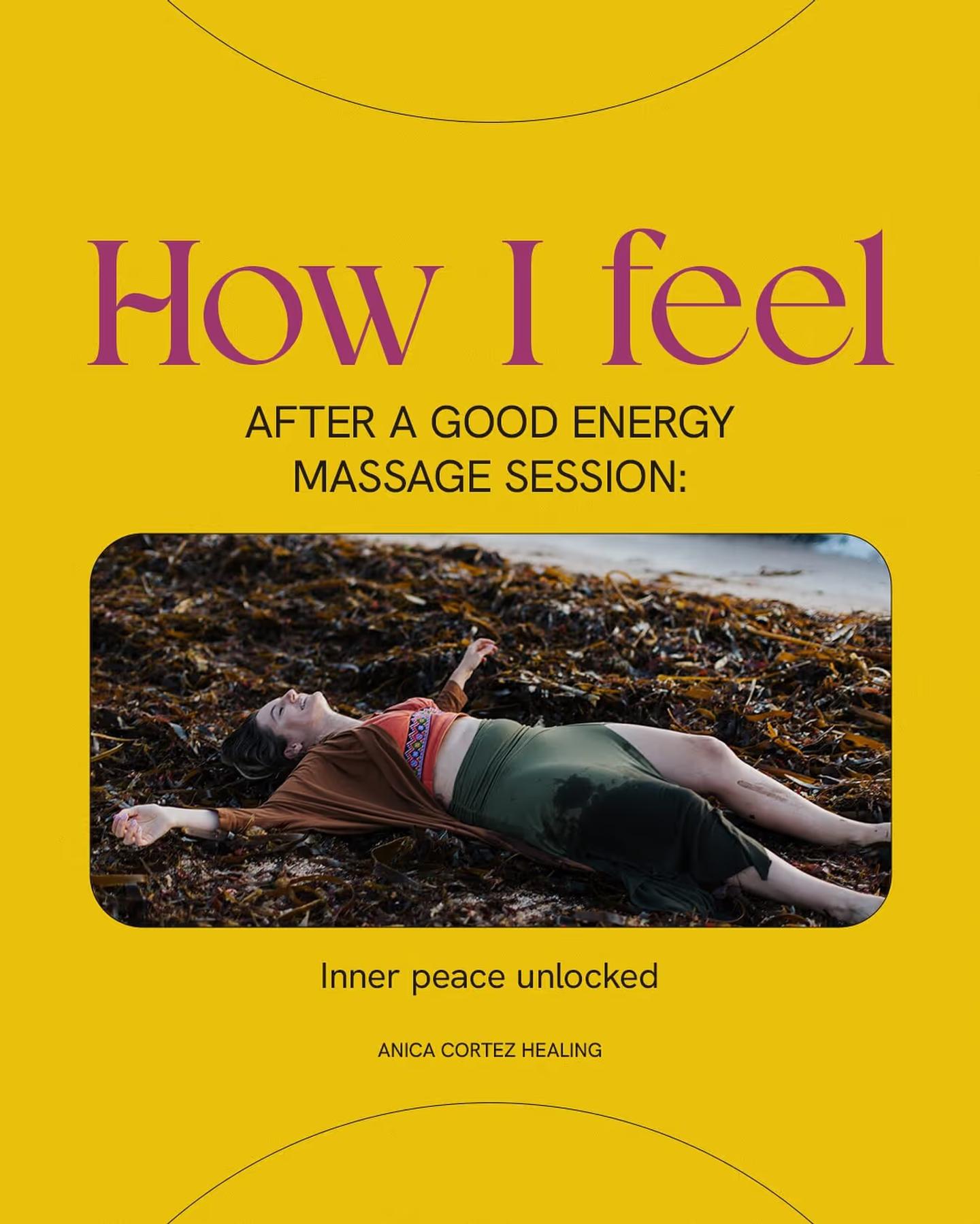 Publicação de Instagram — Como me sinto depois de uma boa sessão de massagem energética: paz interior desbloqueada. Anica Cortez Healing