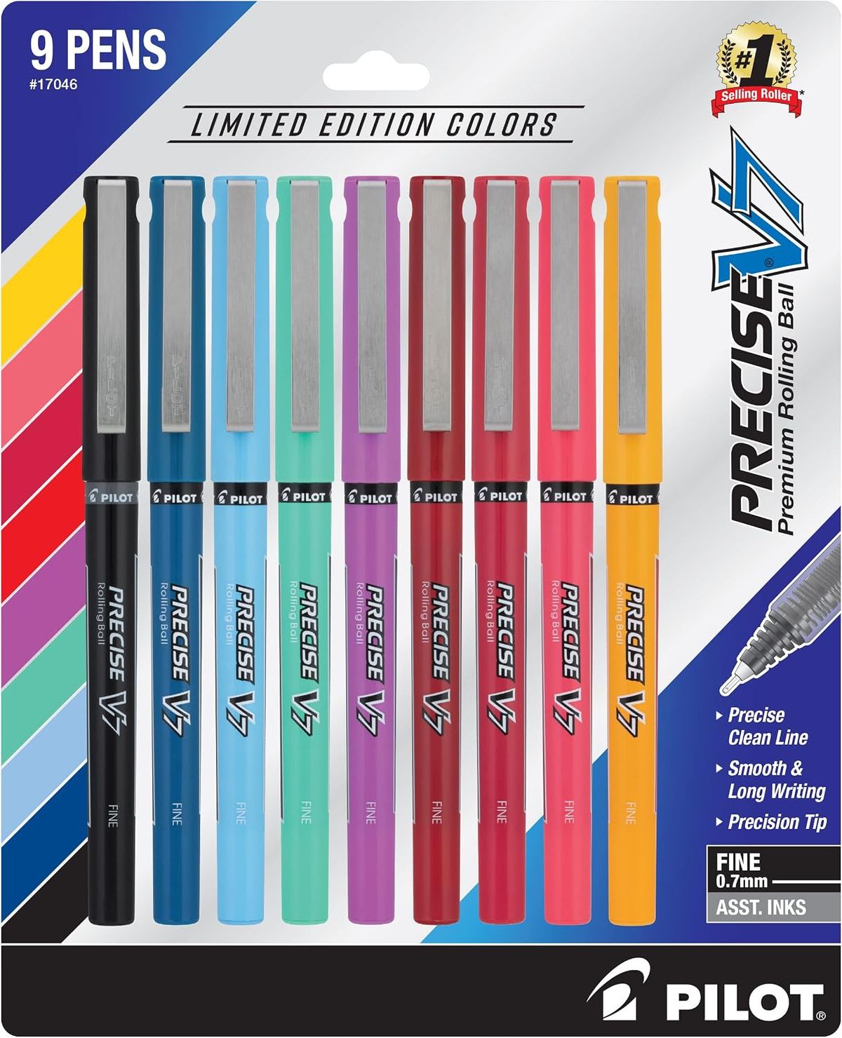 PILOT Precise V7 Rollerball Pens, Limited Edition, Pack of 9