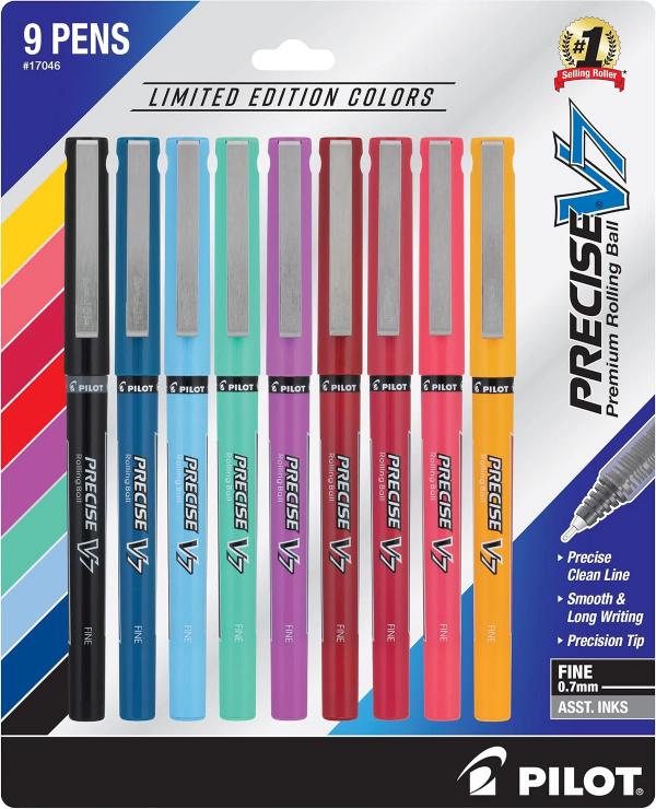 PILOT Precise V7 Rollerball Pens, Limited Edition, Pack of 9