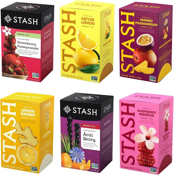Stash Tea Fruity Herbal Tea 6-Flavor Sampler