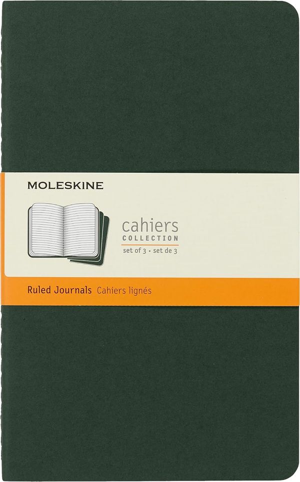 Moleskine Cahier Journal, Soft Cover, Large, Ruled, Black (Set of 3)