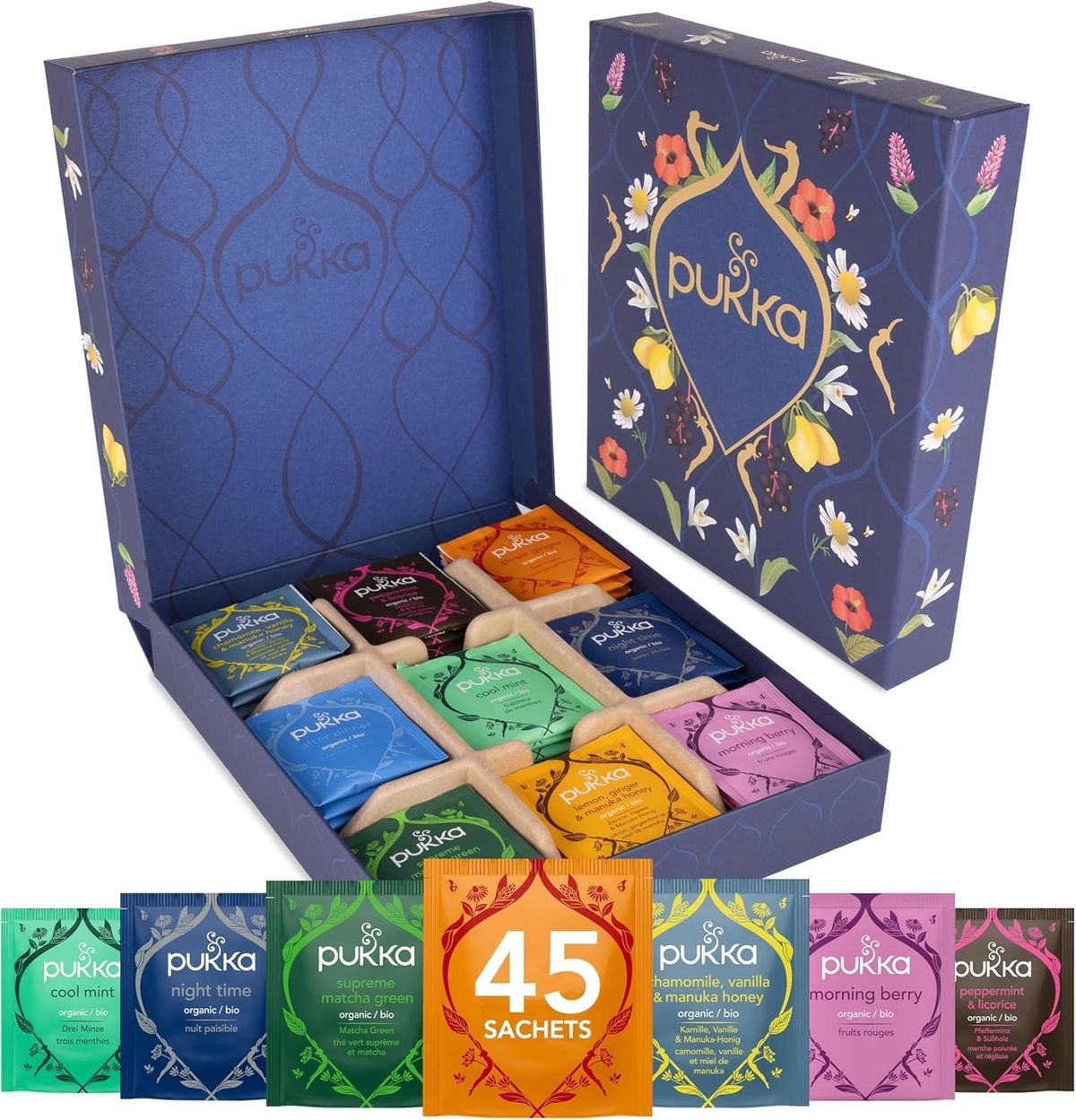 Pukka Premium Herbal Tea Gift Set, 45 Organic Tea Bags, 9 Flavors