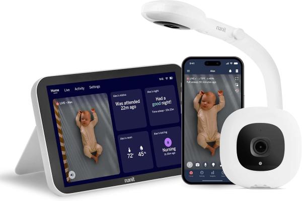 Nanit Smart Baby Video Monitor System with Floor Stand & 8" Display Screen