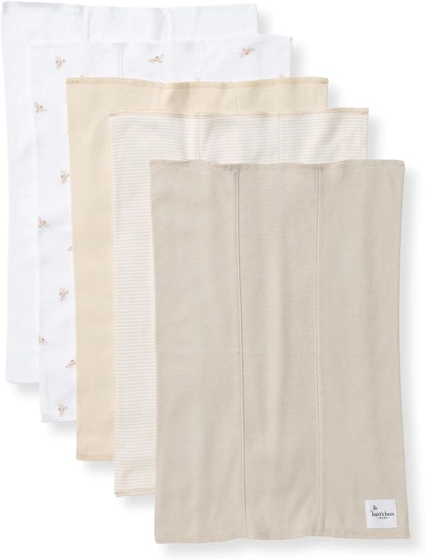Burt's Bees Baby Organic Cotton Burp Cloths, 5-Pack