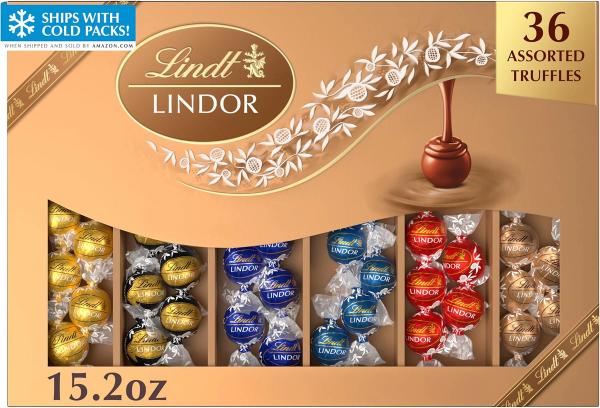 Lindt LINDOR Deluxe Assorted Chocolate Truffles Gift Box, 15.2 oz