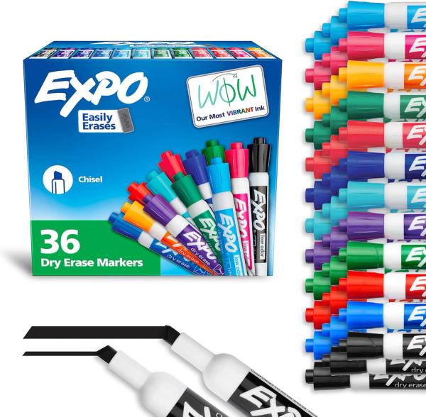 EXPO Low-Odor Dry Erase Markers, Assorted Fashion Colors, 12-Count