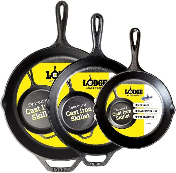 Lodge Pre-Seasoned Cast Iron Skillet Set (3-Piece)