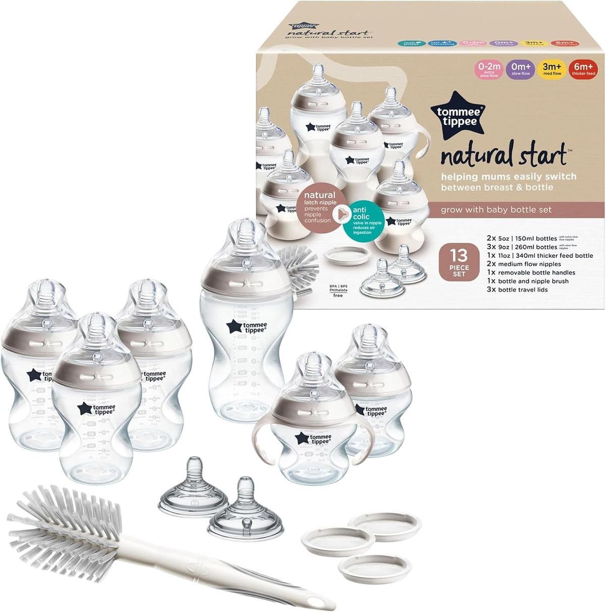 Tommee Tippee Natural Start Baby Bottle Set, 13 Pieces
