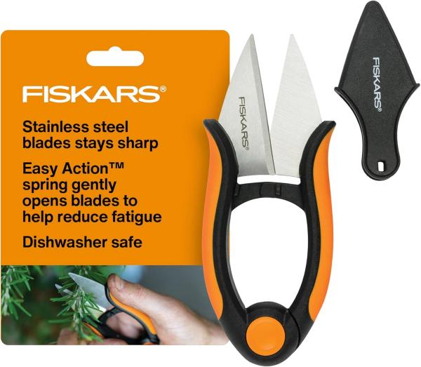 Fiskars 5" Herb Scissors, Garden Snips with Sheath and SoftGrip Handle