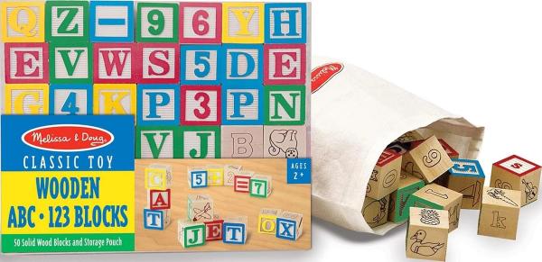 Melissa & Doug Deluxe Wooden ABC/123 Blocks, 50-Piece Set