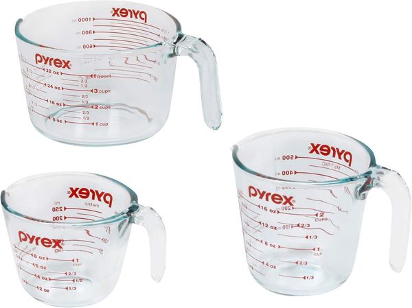 Pyrex Essentials 3-Pack Glass Measuring Cups Set (1, 2 & 4 Cup)