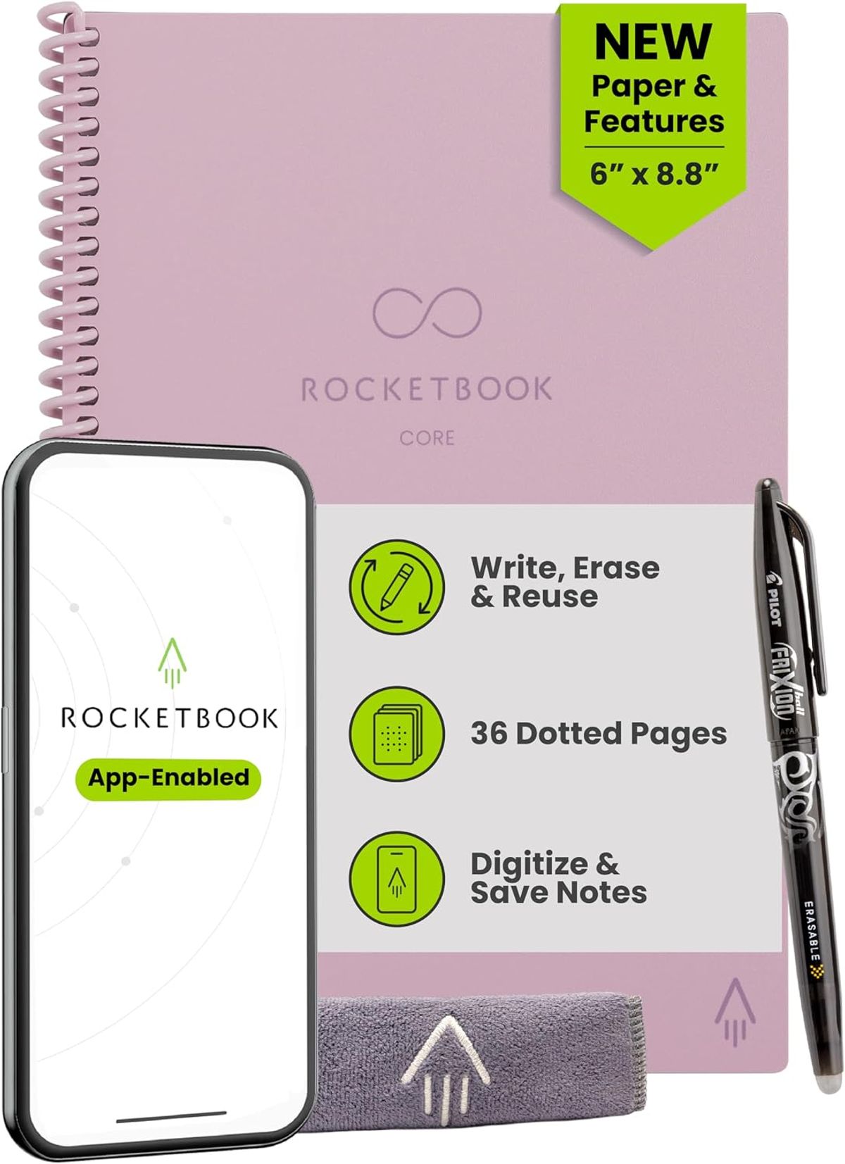 Rocketbook Core Reusable Smart Notebook, Executive Size
