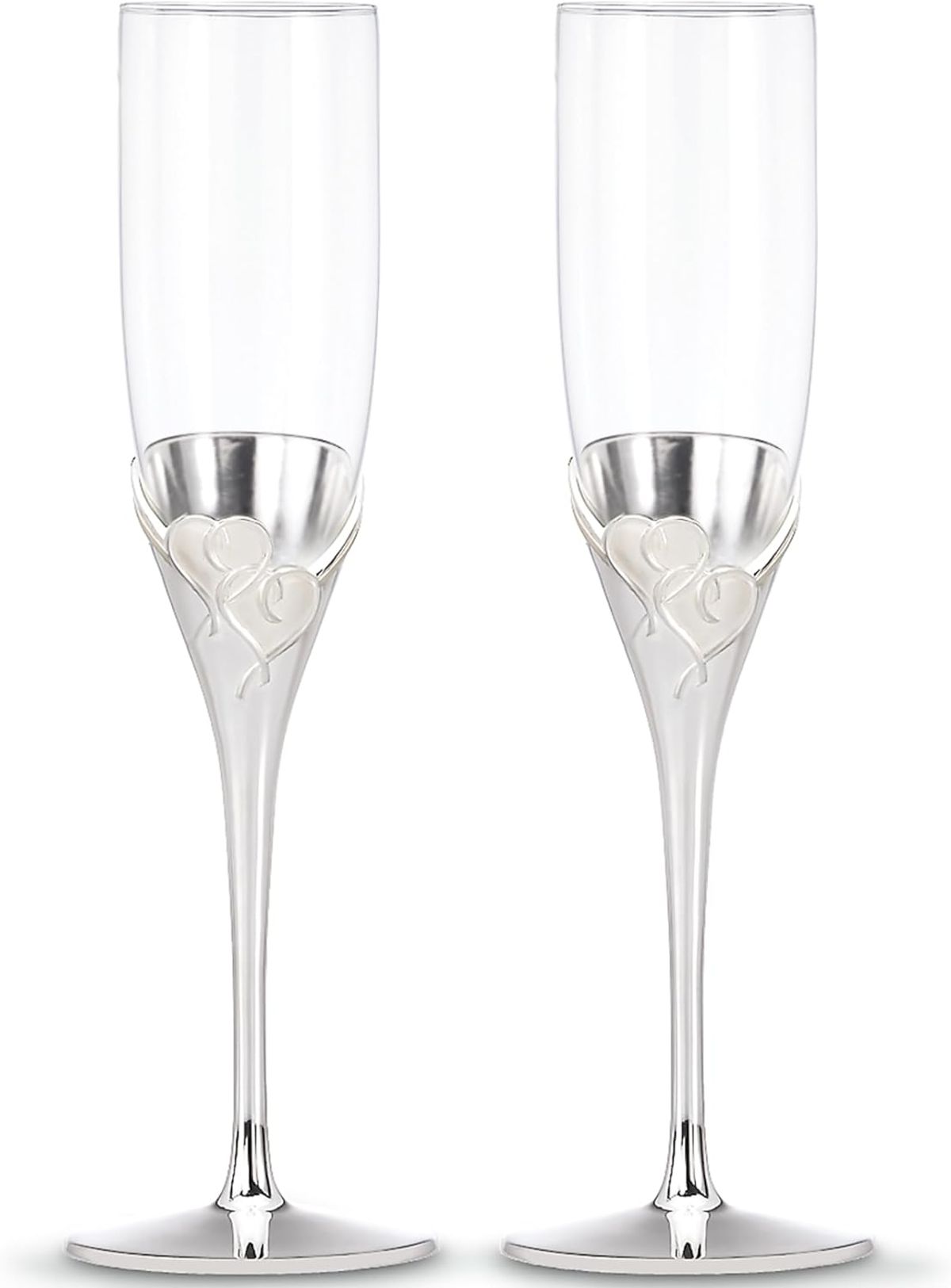 Lenox True Love Silverplate Champagne Flutes, Set of 2