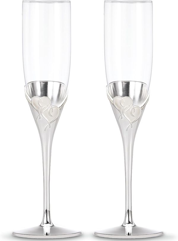 Lenox True Love Silverplate Champagne Flutes, Set of 2