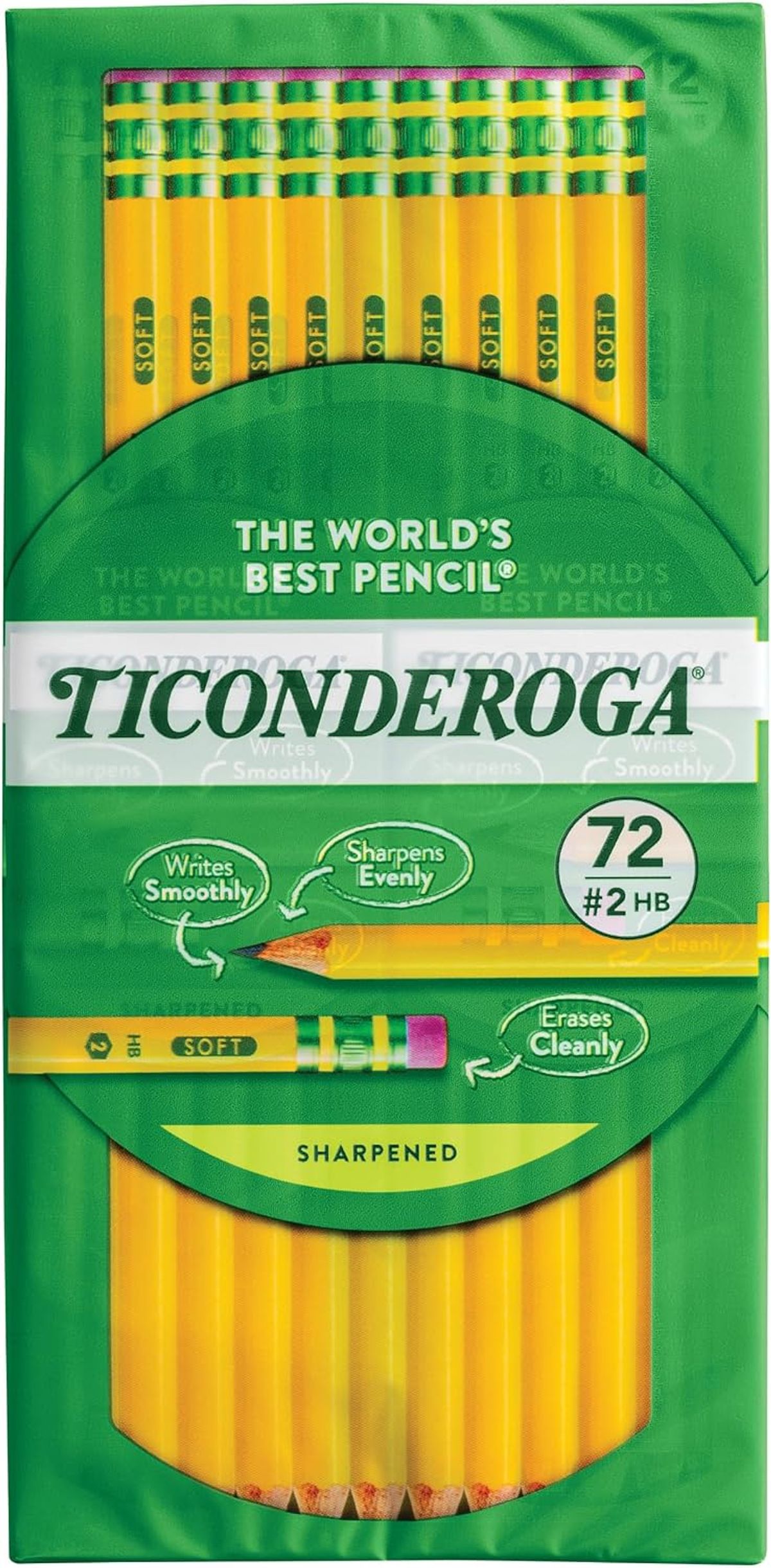 Ticonderoga Wood-Cased #2 Pencils, Pre-Sharpened, 96 Count