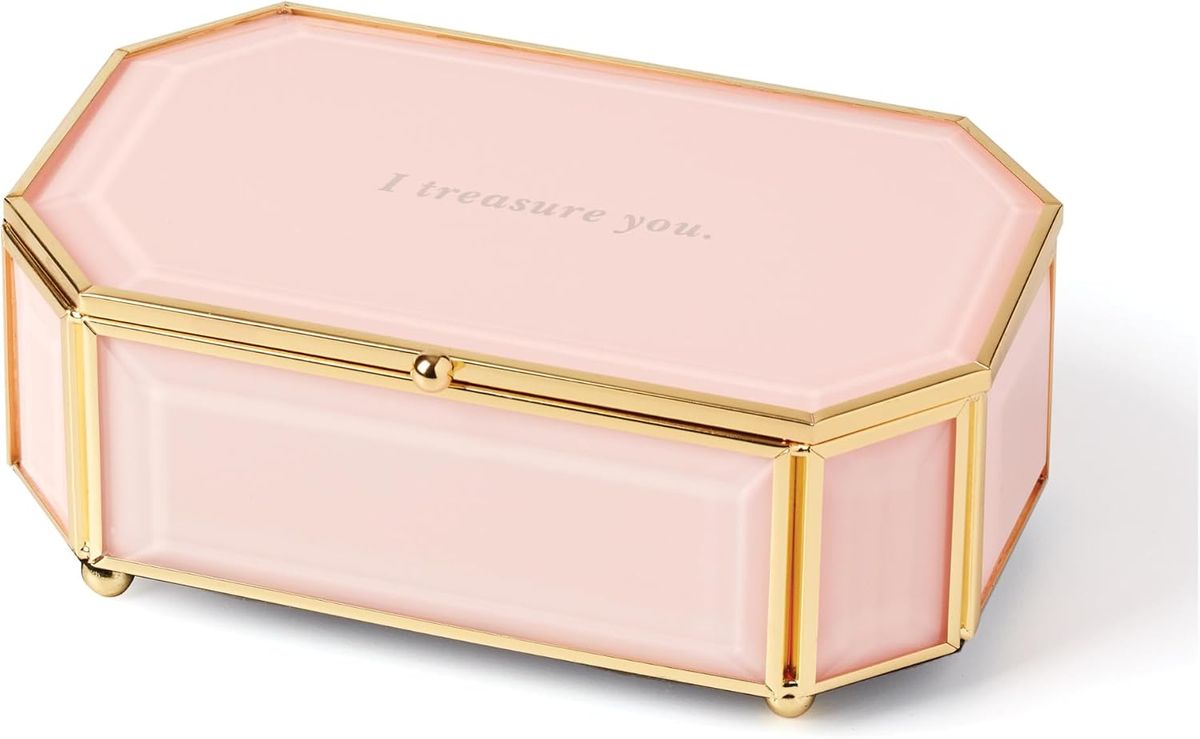kate spade new york I Treasure You Pink Glass Jewelry Box