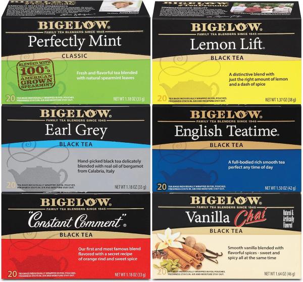 Bigelow Tea Black Tea 6 Flavor Variety Pack, 120 Bags
