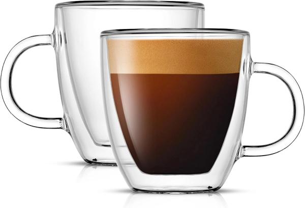 JoyJolt Savor Double Wall Insulated Espresso Glasses, Set of 2