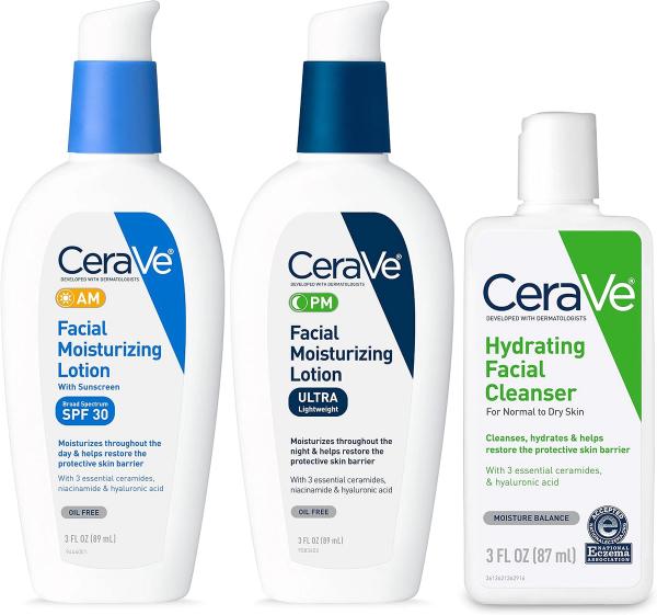 CeraVe Skin Care Set, Face Wash + AM & PM Moisturizer
