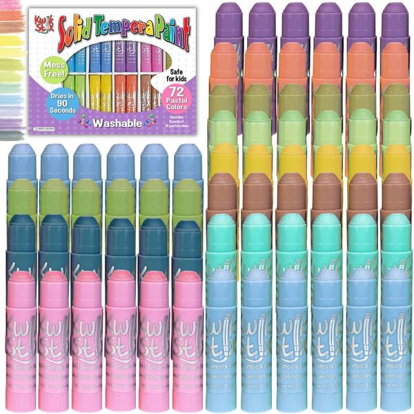 Kwik Stix Solid Tempera Paint Sticks, 72 Pastel Colors