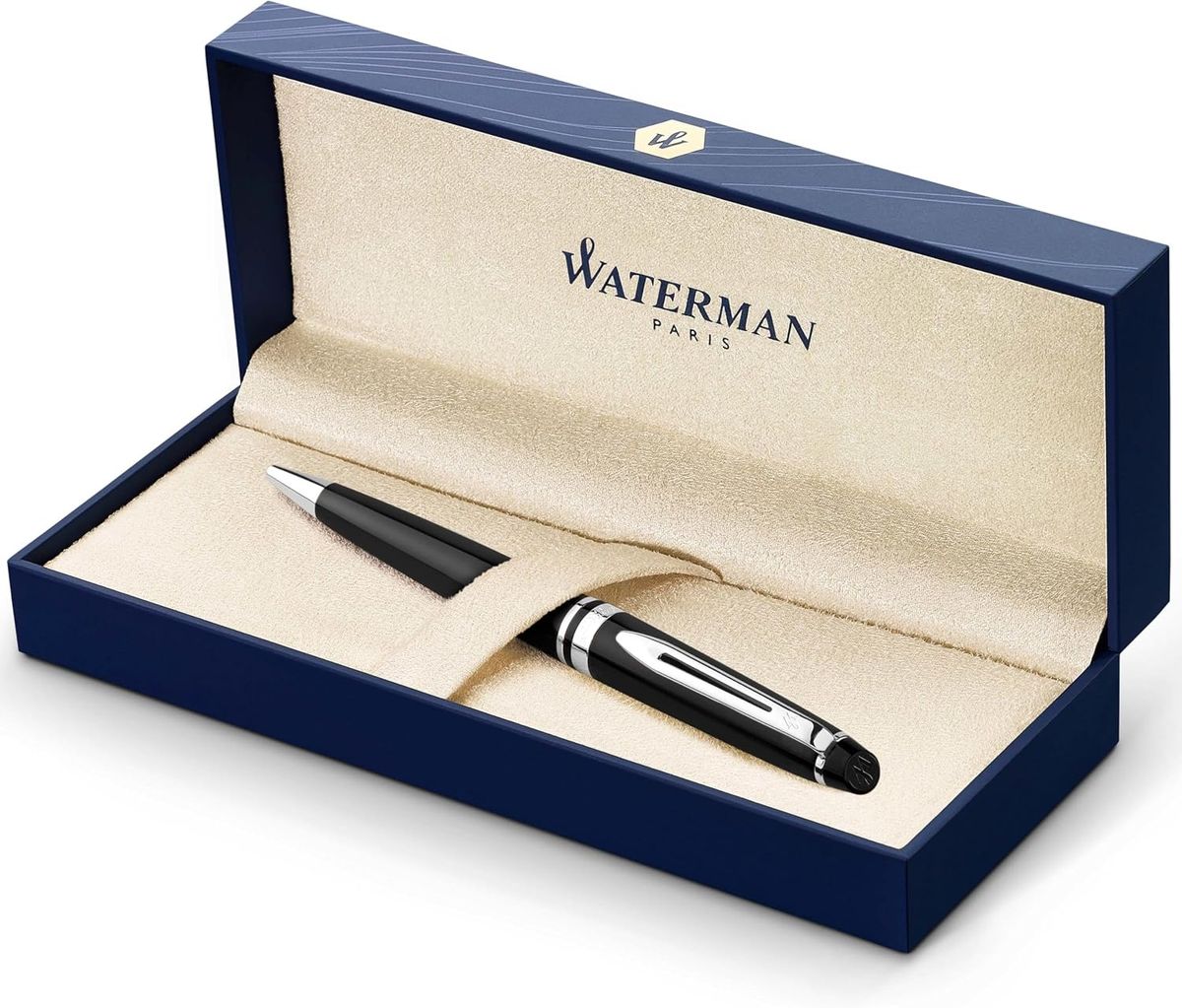 Waterman Expert Ballpoint Pen, Gloss Black with Chrome Trim