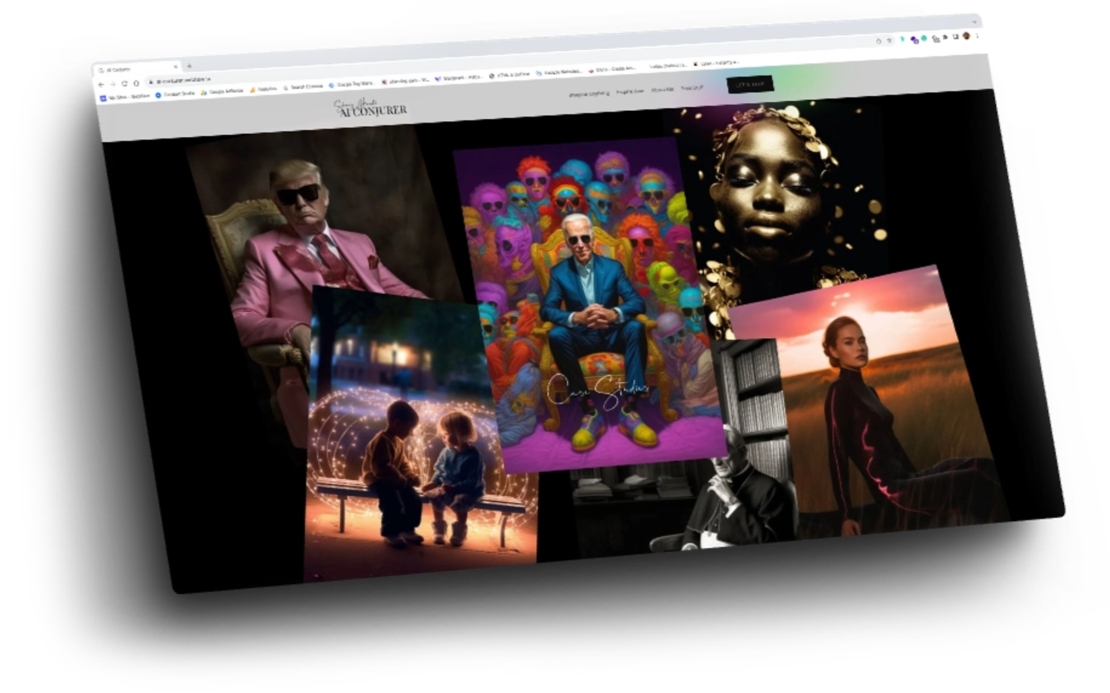 Dancing Pels custom website displayed on a laptop screen, showcasing a photography portfolio with vibrant imagery and elegant layout.