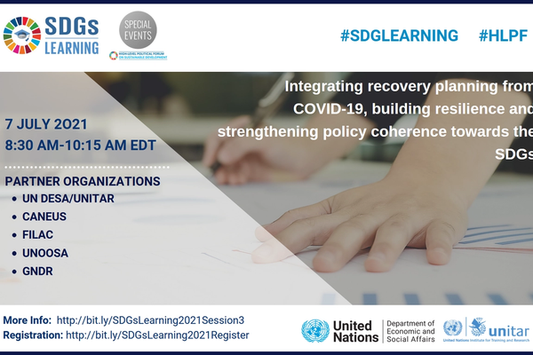 Integrating recovery planning from COVID-19, building resilience and strengthening policy coherence towards the SDGs