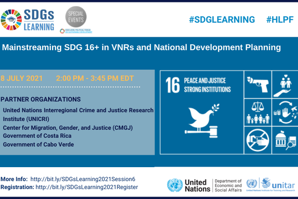 Mainstreaming SDG 16+ in VNRs and National Development Planning