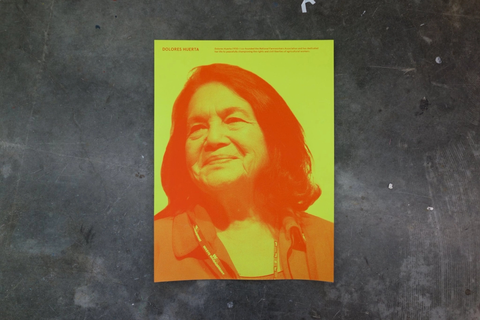 Dolores Huerta as depicted in the Unsung Heroes Portrait Series by Facebook's Analog Research Lab.