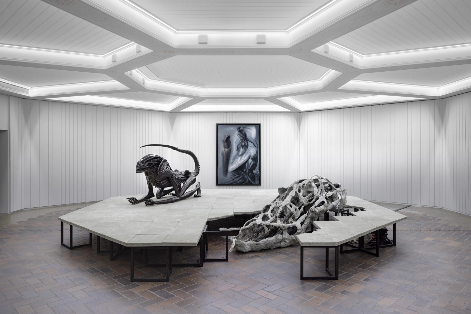 HR Giger & Mire Lee, Installation view, Schinkel Pavillon, Berlin, 2021. Courtesy of the Artists and Schinkel Pavillon. Photo: Frank Sperling.