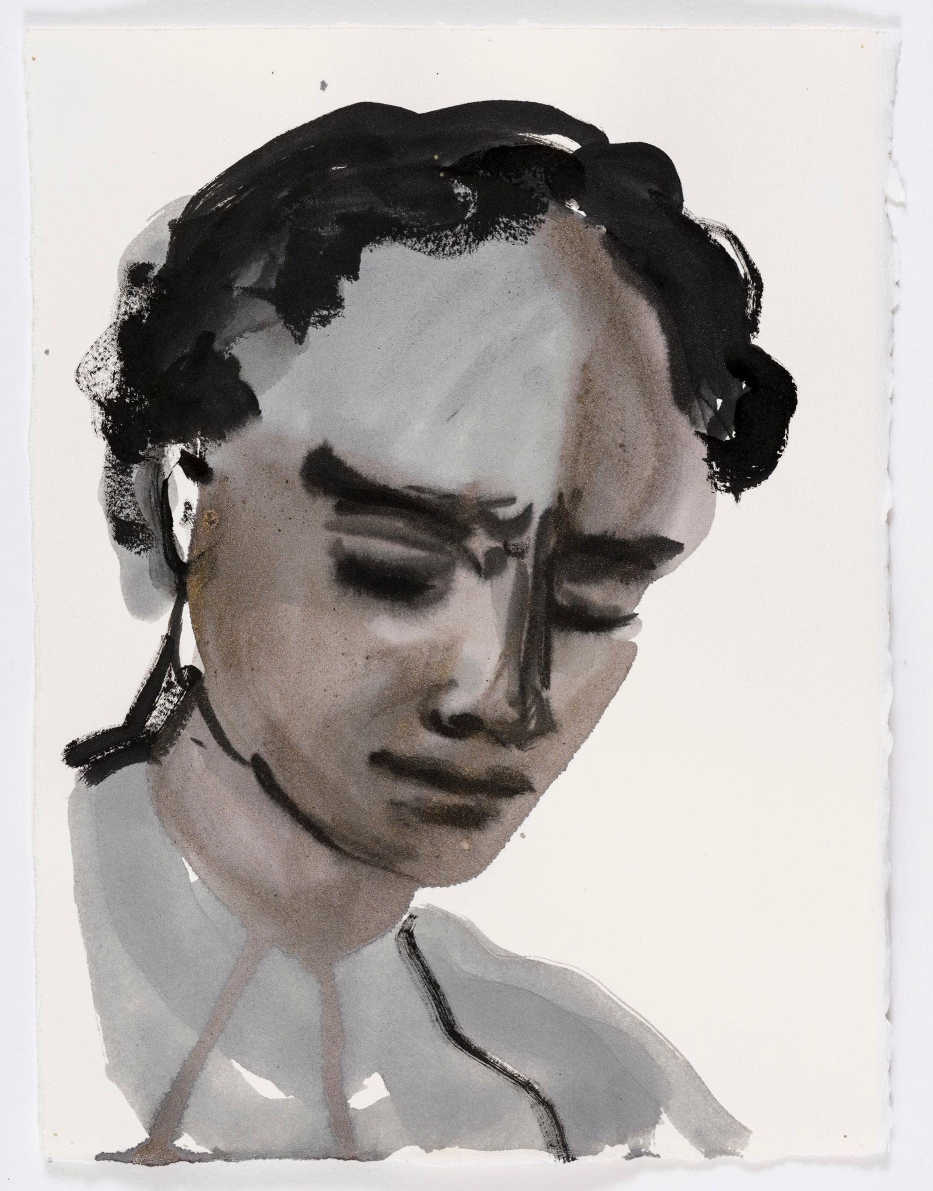 Marlene Dumas 'Adonis blushes,' 2015-2016 Ink wash and metallic acrylic on paper Inscribed verso Image courtesy of David Zwirner