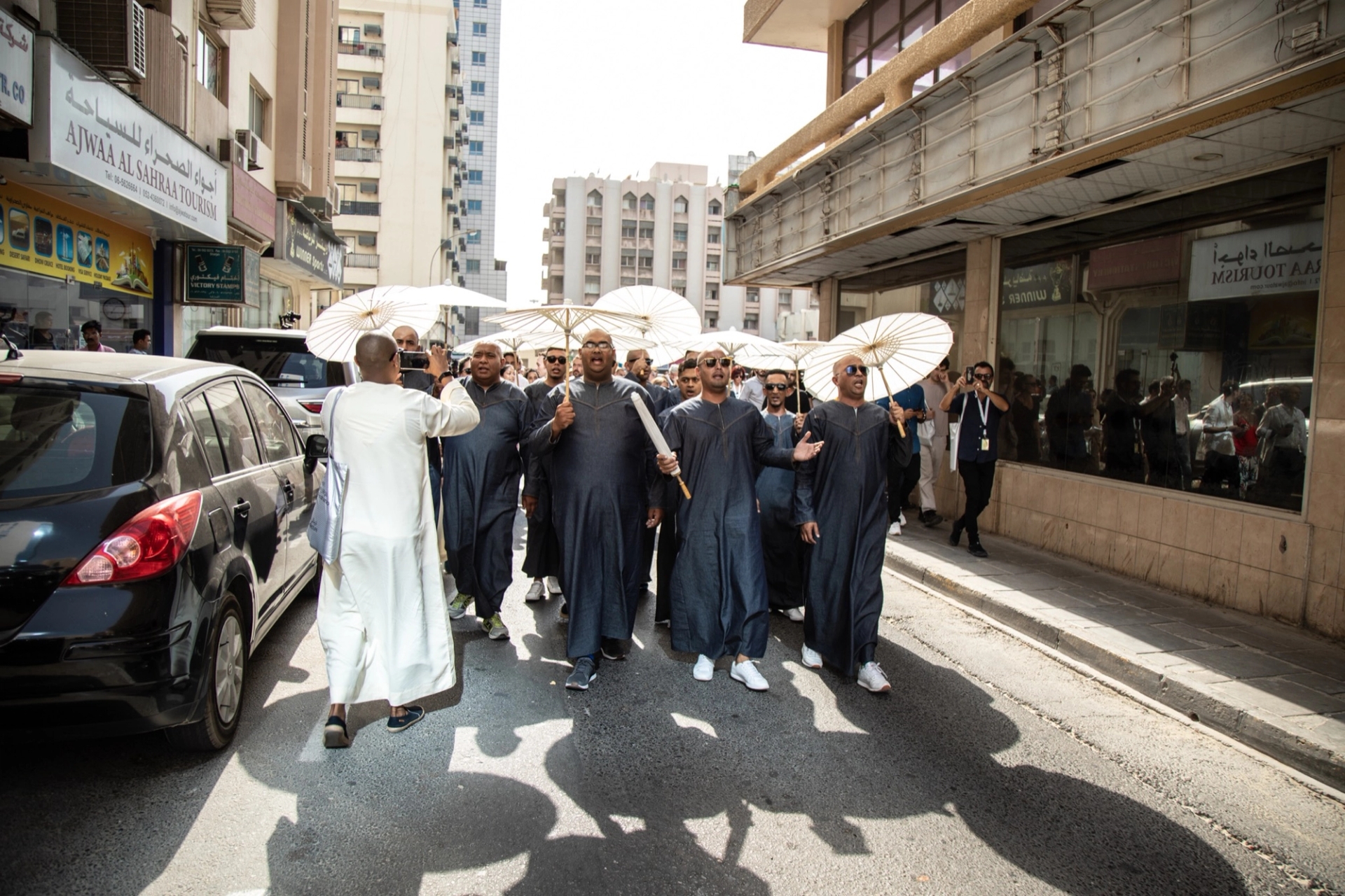 Procession as part of Silences and Spectres of the Indian Ocean, Nidhi Mahajan’s commission for ‘Rights of Future Generations’, inaugural edition of the Sharjah Architecture Triennial. 2019. Photo: Talie Eigeland