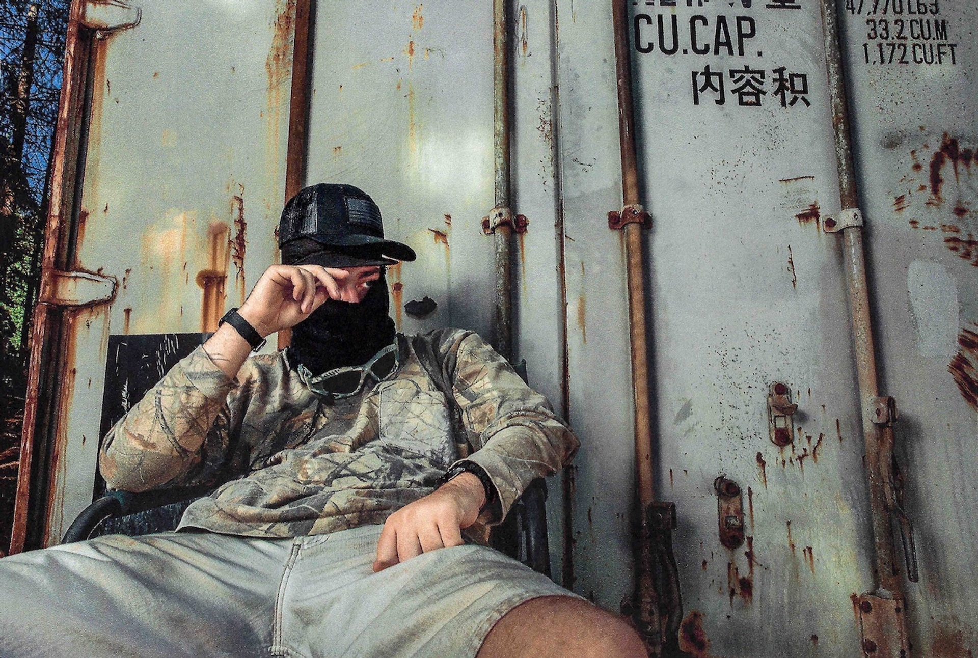 hats RAF SIMONS @DAVID CASAVANT ARCHIVE, TALENT’S OWN, sunglasses UNBRANDED, shirt VINTAGE, pants CARHARTT WIP, watch (left) AUDEMARS PIGUET, watch (right) CARTIER