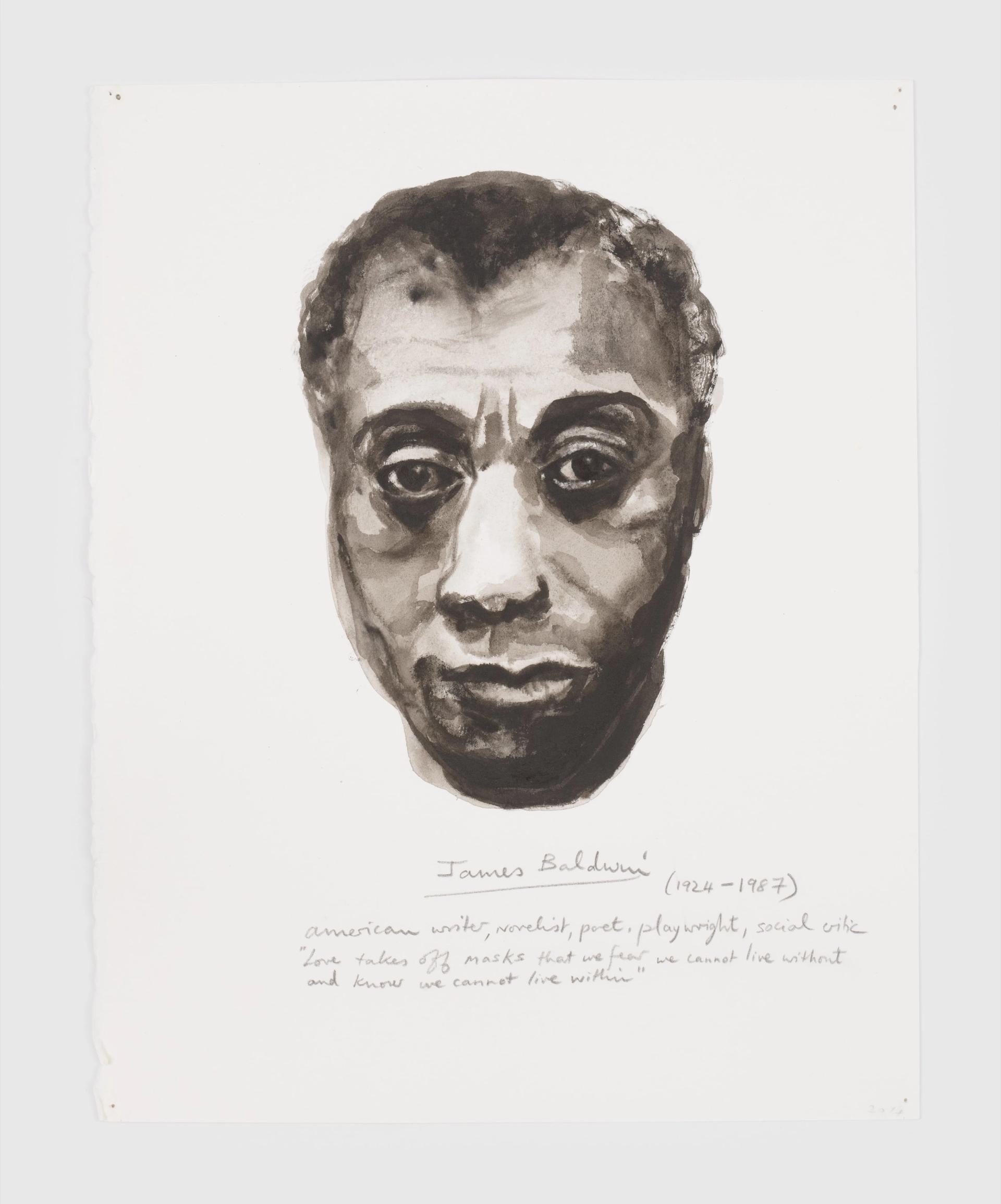 Marlene Dumas, "James Baldwin," 2014 from the series "Great Men," 2014–present. © Marlene Dumas; courtesy of David Zwirner