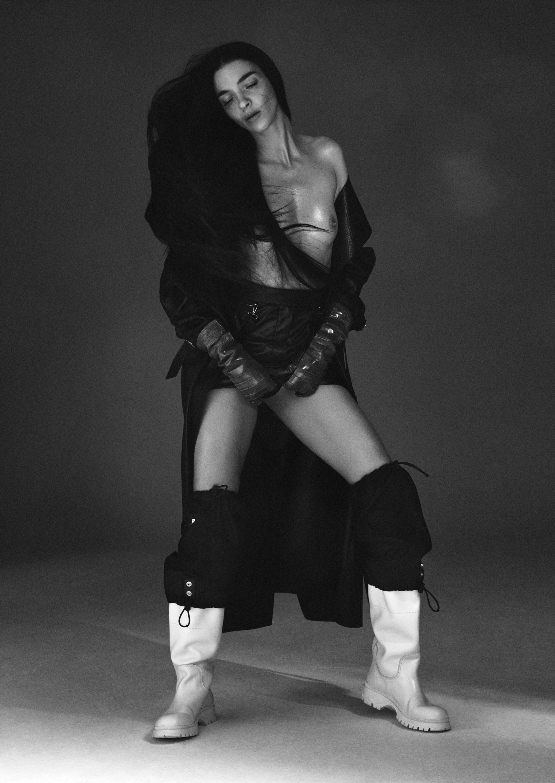 coat and skirt MAX MARA gloves and boots PRADA