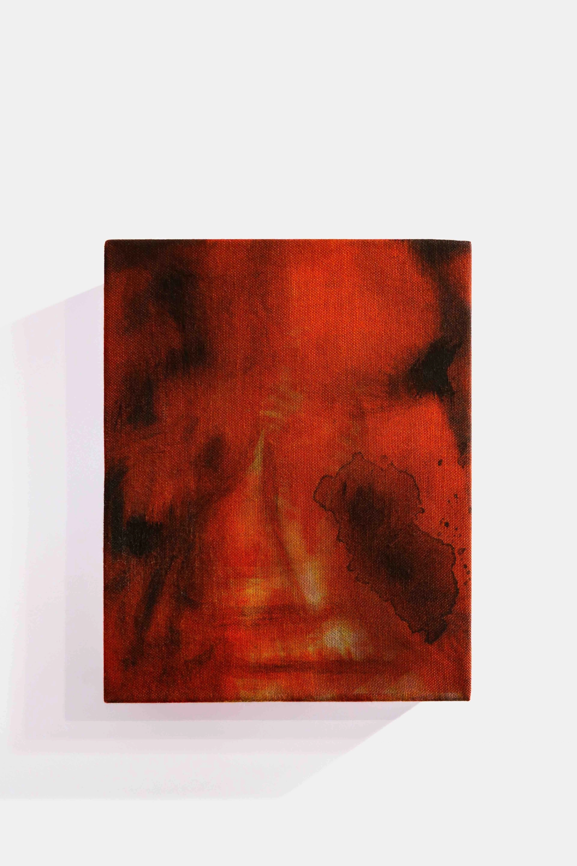Roisin talking, Oil, water, dye sublimation print on mixed recycled linen, 30 x 24 x 4.5cm, 2023. Unique. Part of “Romantisch” series, included in ‘We Should Get Her Flowers,’ 032c Workshop.