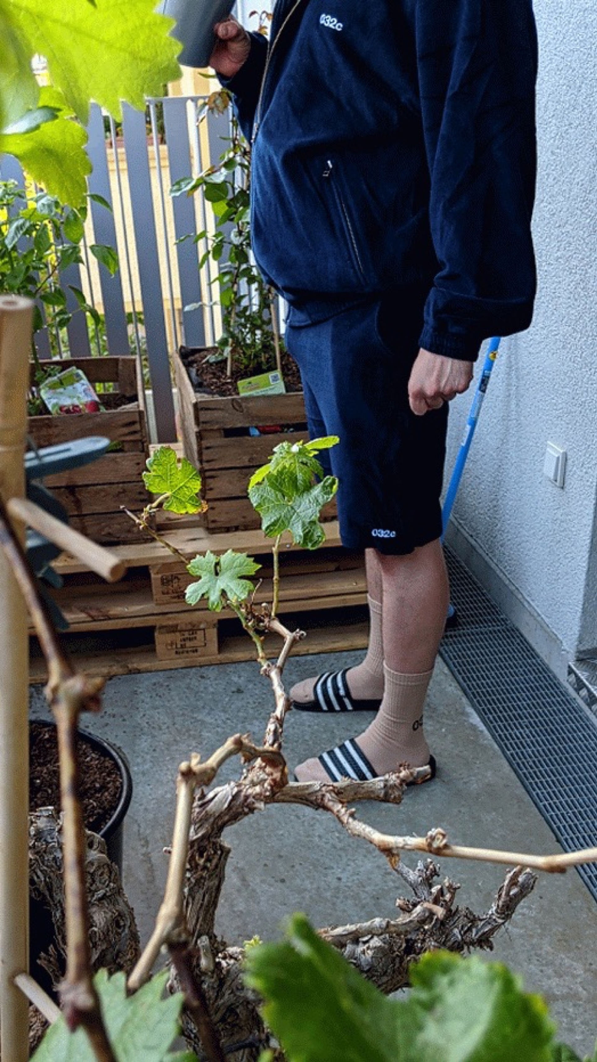 Parzival wears the 032c LoveSexDreams Terry jacket and shorts in blue.