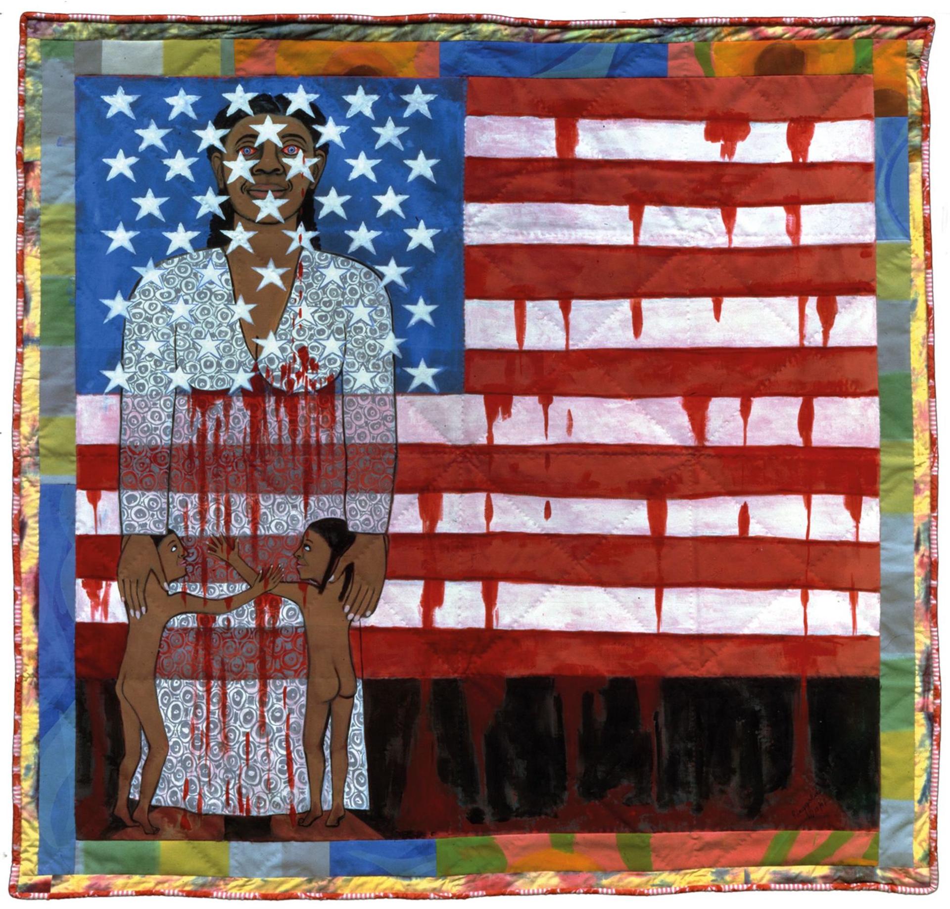 Faith Ringgold, The American Collection #6: The Flag Is Bleeding #2 (1997). Coutresy of Pippy Houldsworth Gallery, London.