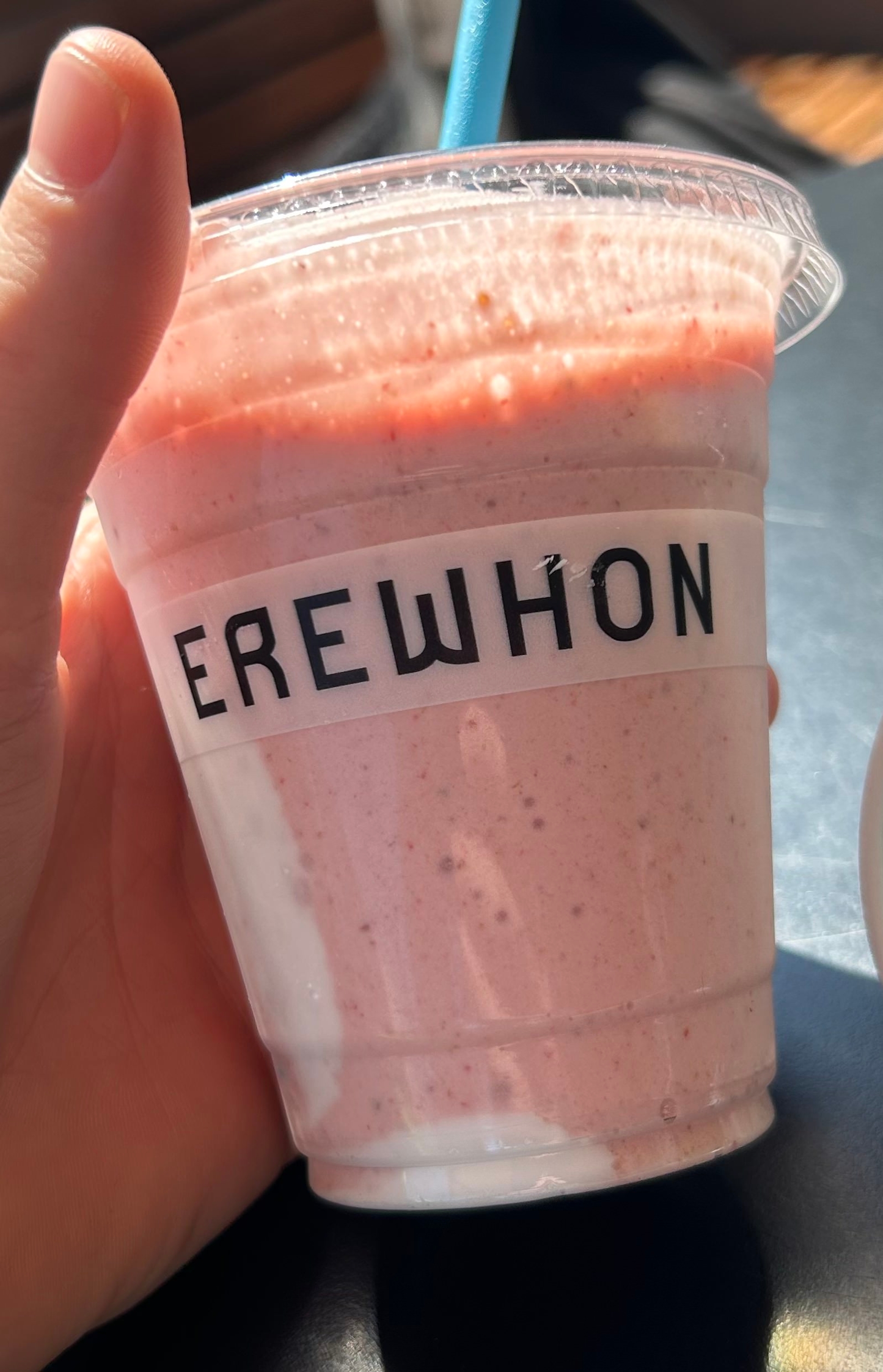 I ended up accidentally getting a different, non-Hailey Bieber strawberry smoothie at the Silver Lake Erewhon